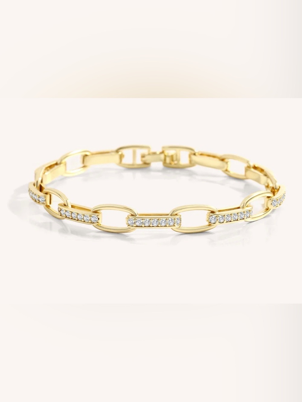 Mint & Lilly Interlinked Diamond Paperclip Bracelet New